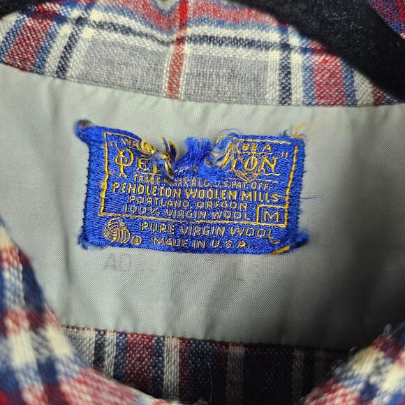 Vintage Pendleton Board Shirt Mens Medium USA Made Loop Collar Plaid Outdoors - Picture 3 of 7